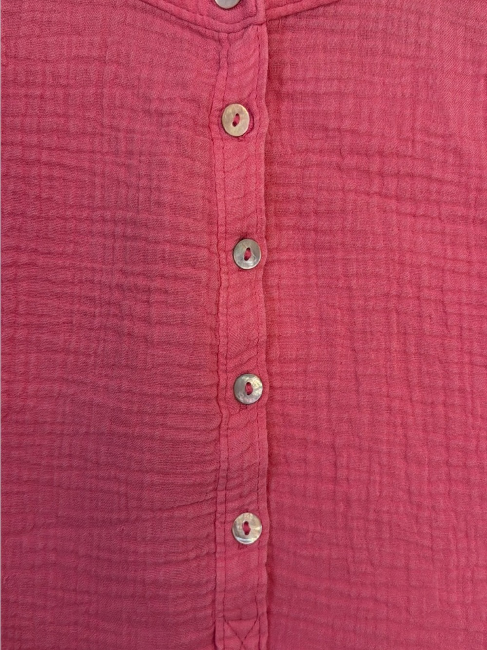 Faherty Pink Short-Sleeve Button Top - Picture 2 of 9